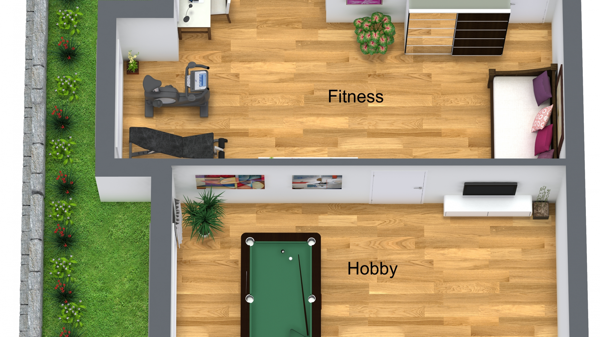 Grundriss Untergeschoss in 3d