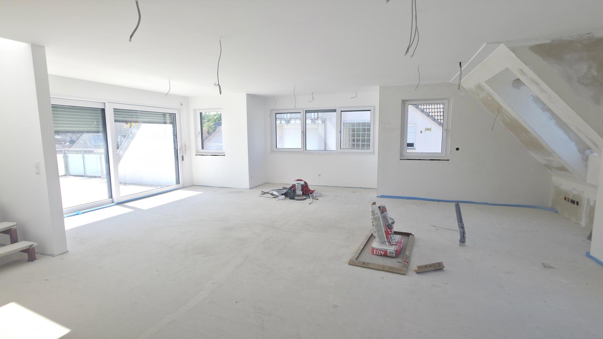 Wohnzimmer aktueller Bautenstand (Whg 5)